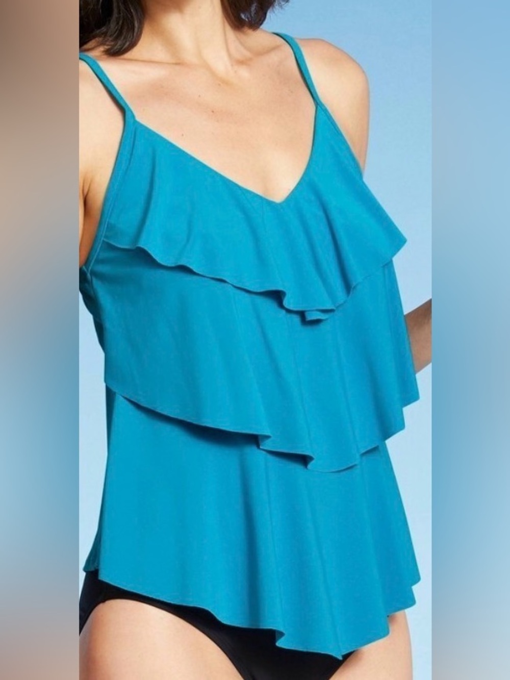 Aqua Green Teal Ruffle Swim Camisole